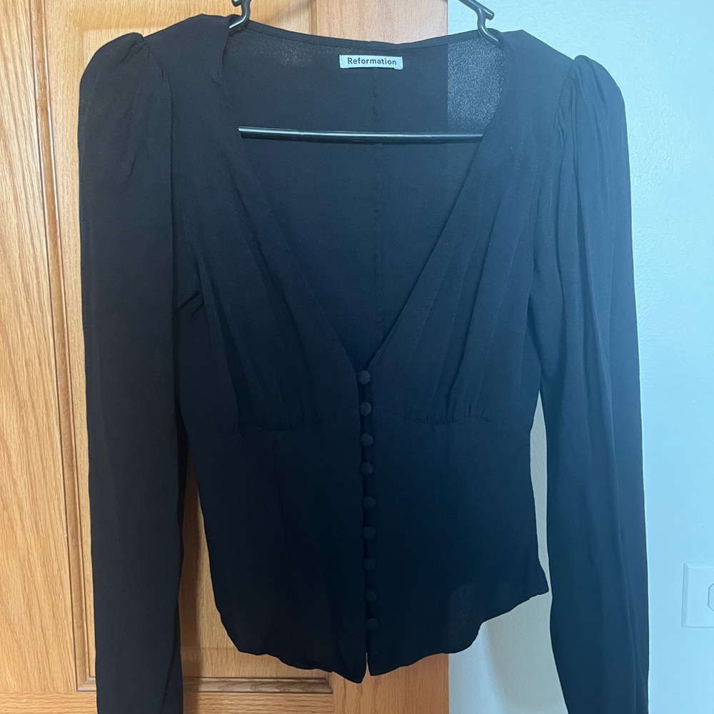 Reformation Black Button-Up Women's Top